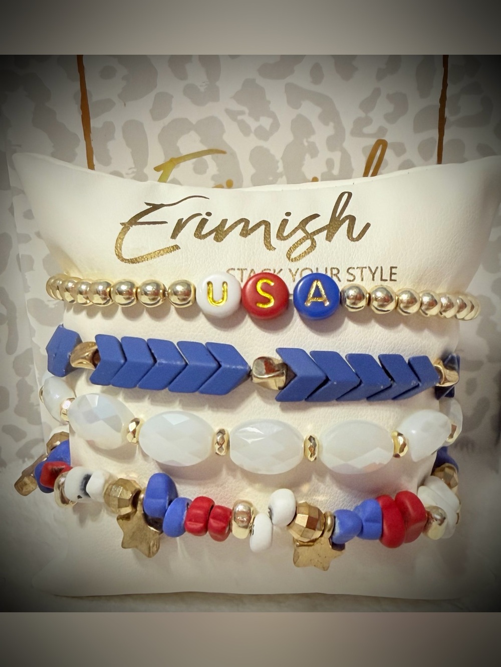 New ERIMISH Bracelets 4 pc Stack - Red, White & Blue